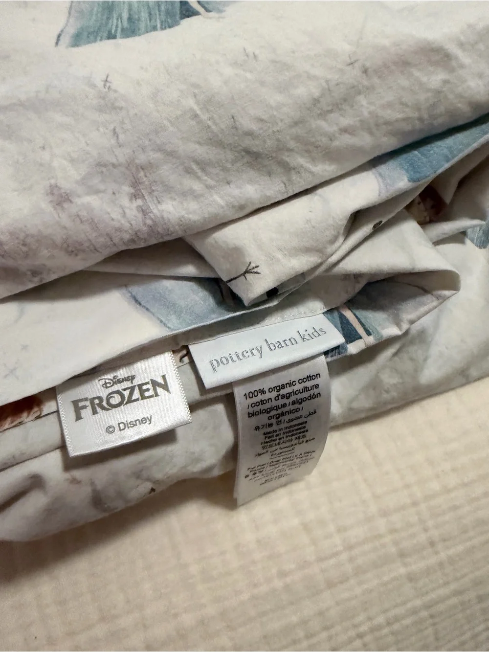 Pottery Barn Kids Disney Frozen Organic Cotton Sheet Set - White, Blue, Aqua
